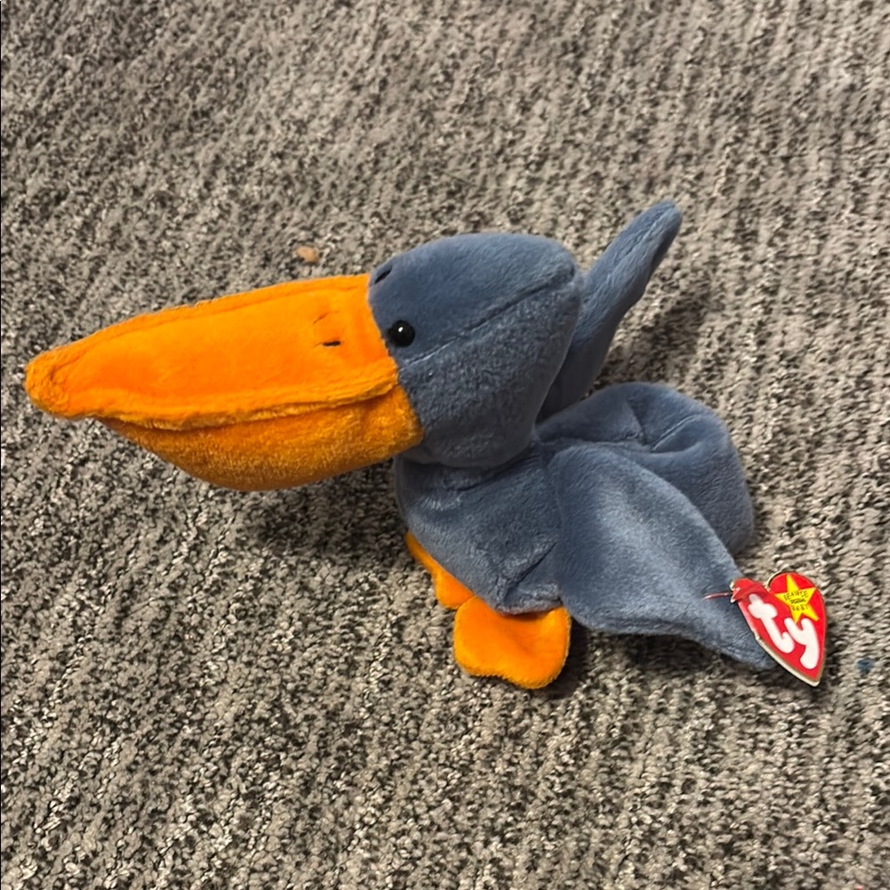Ty Plush Pelican with Orange and Blue
